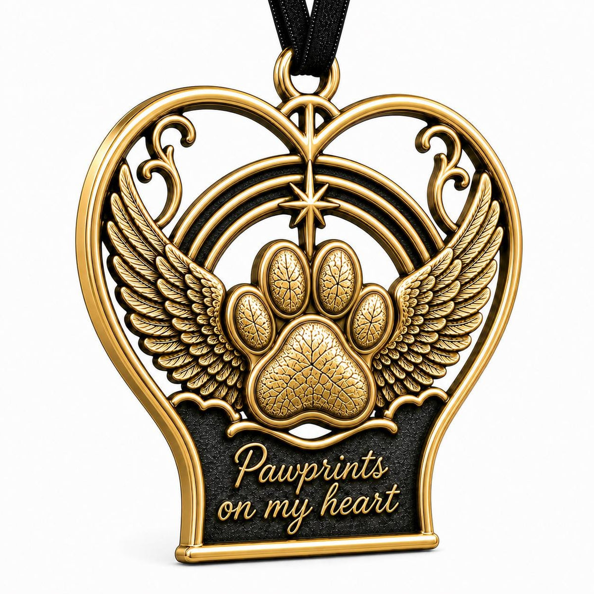 Large Personalized Pet Memorial Ornament | Angel Wings Keepsake | Custom Christmas Tree Decor