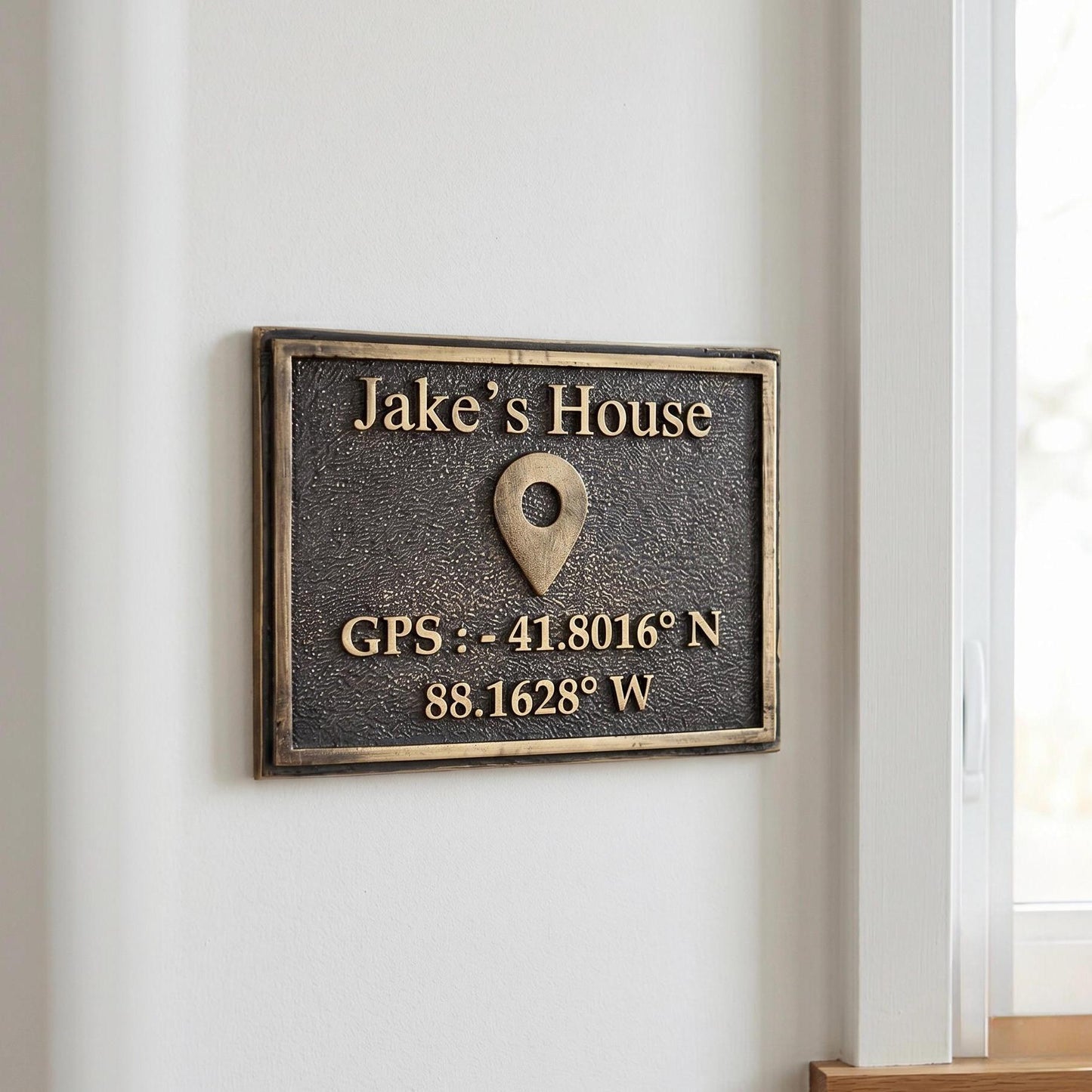 Personalized GPS Coordinates Plaque | Brass house plaque | Custom Brass Home Plaque | Housewarming Wedding Gift
