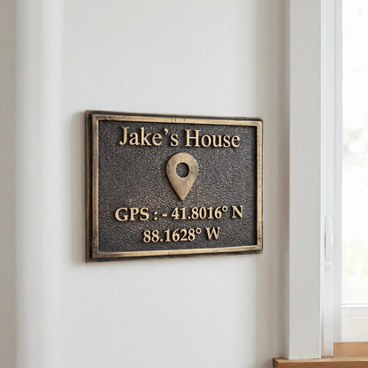 Personalized GPS Coordinates Plaque | Brass house plaque | Custom Brass Home Plaque | Housewarming Wedding Gift