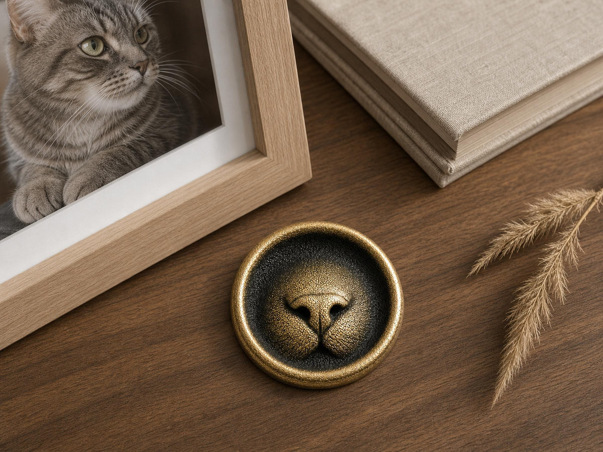 Custom Cat Nose Memorial Plaque, Antique Brass Keepsake, Personalised Pet Gift