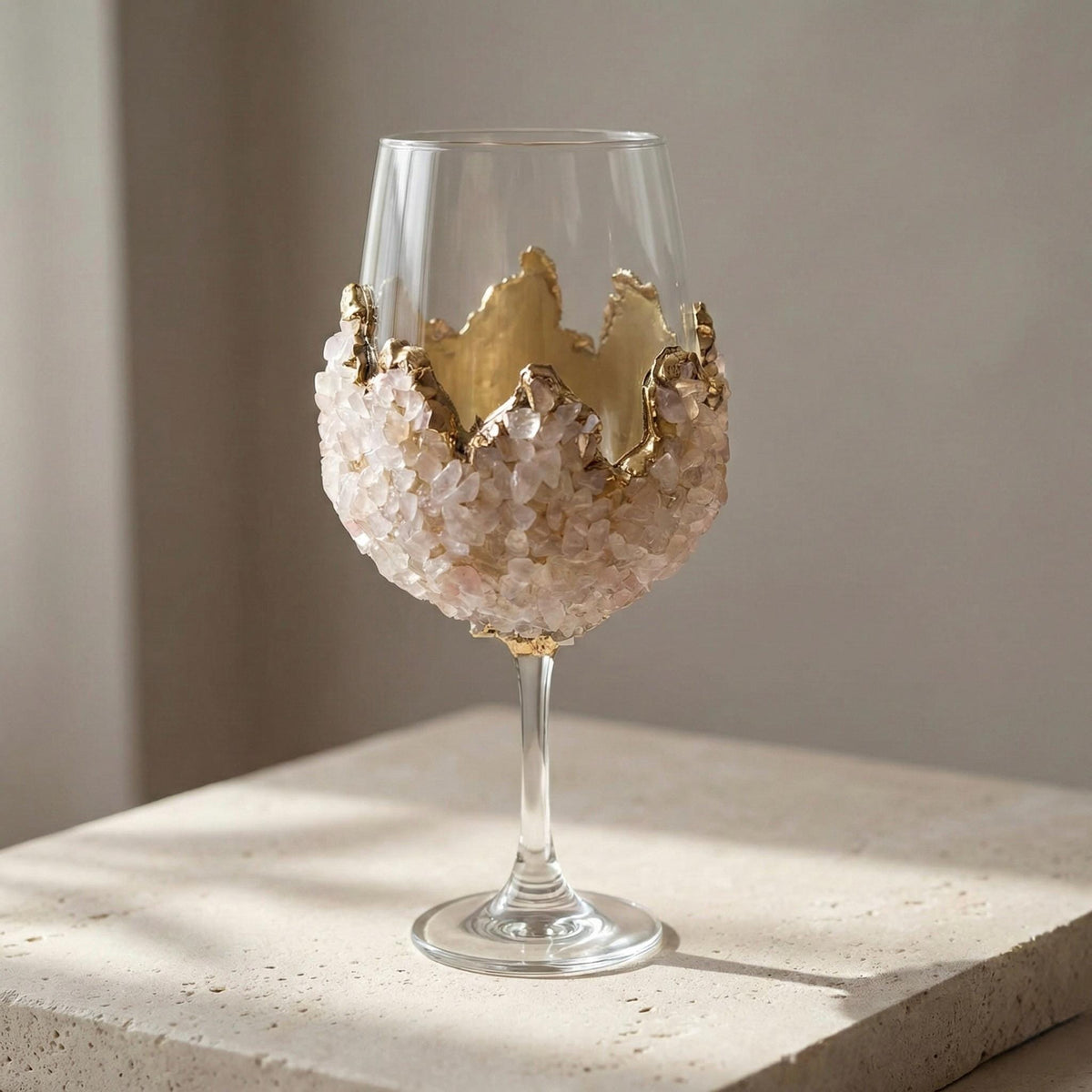 Agate Crystal Wine Glasses – Stone Over the Bowl, 16 oz