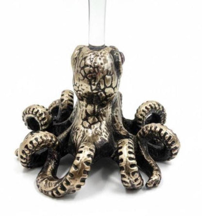 Octopus Martini Glass – Antique Brass Base with Gemstone Eyes, 6.5 oz