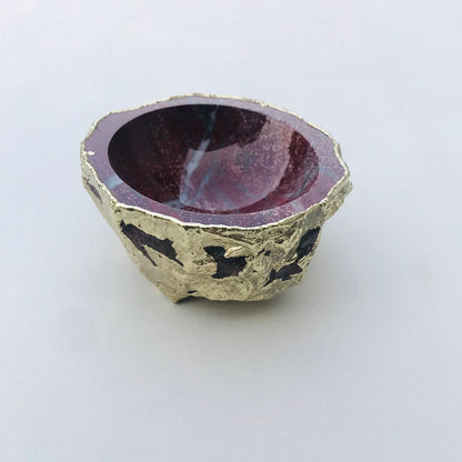 Maroon Red Agate Geode Nut/trinket/Jewellery Bowl