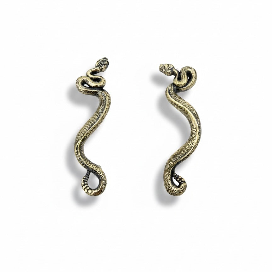 Swirling Snakes Brass Cabinet Handles | Antique Finish (Set of 2)