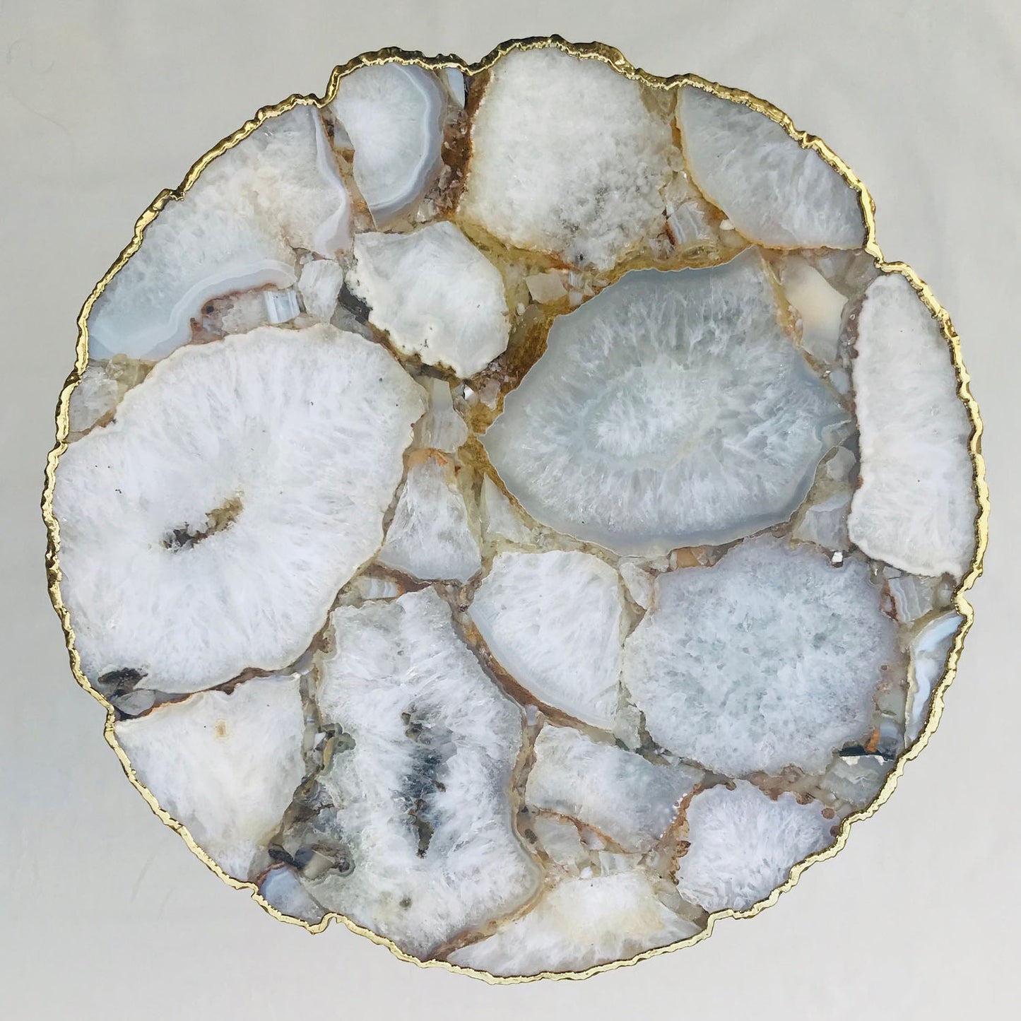 White Crystal Agate Organic Edge Side/Coffee Table