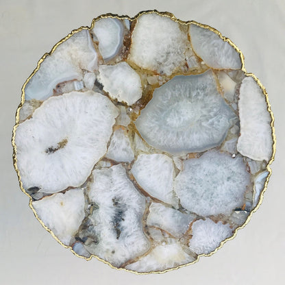 White Crystal Agate Organic Edge Side/Coffee Table