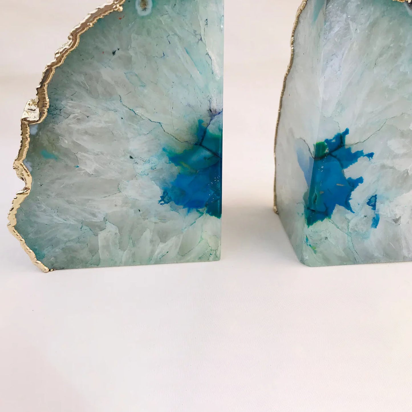 Aqua Plated Agate Bookends