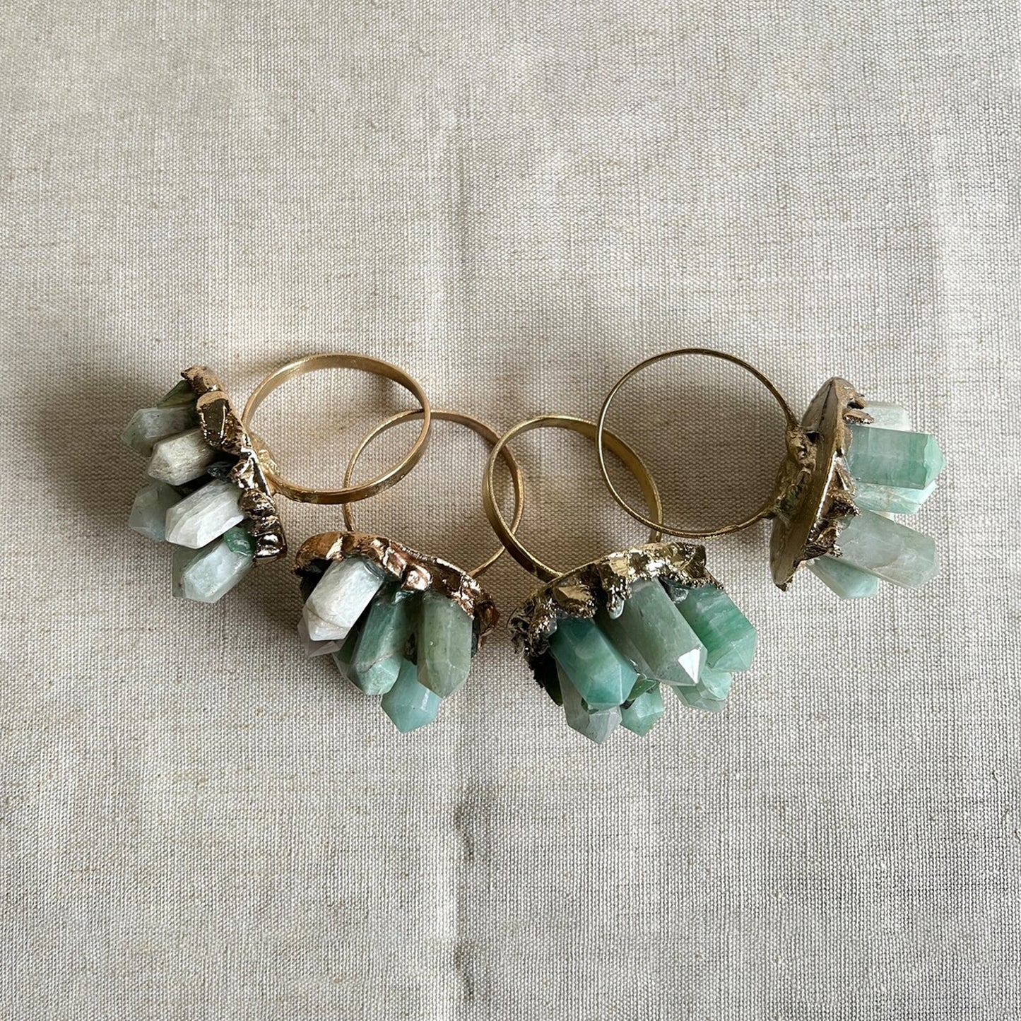 Set of 4 Chunky Green Agate Napkin Rings