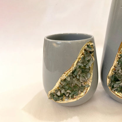 Set of 2 Grey Ceramic Vases