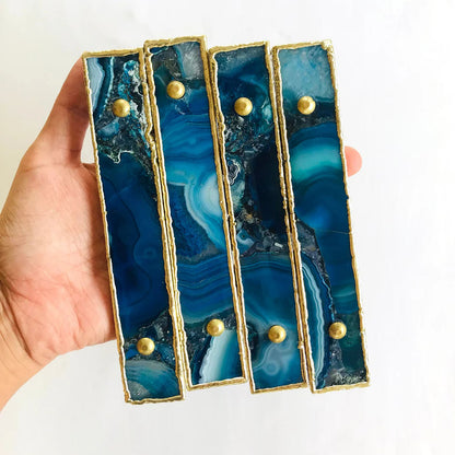 Set of 4 Blue Agate Handle/Pull/Barbarella