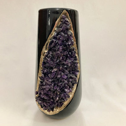 Set of 2 Black Ceramic Vases