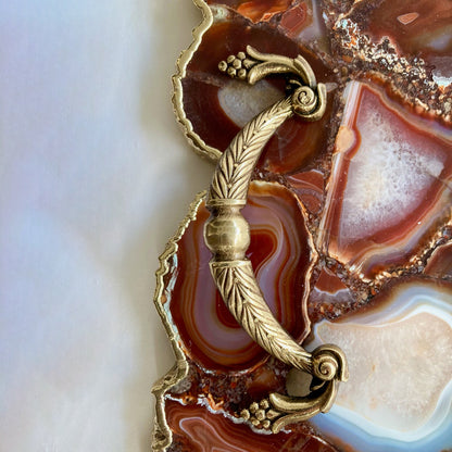 Large Red Agate Serving Tray With Brass Handles/Personalised Momentos/Sign Boards 10"x15"