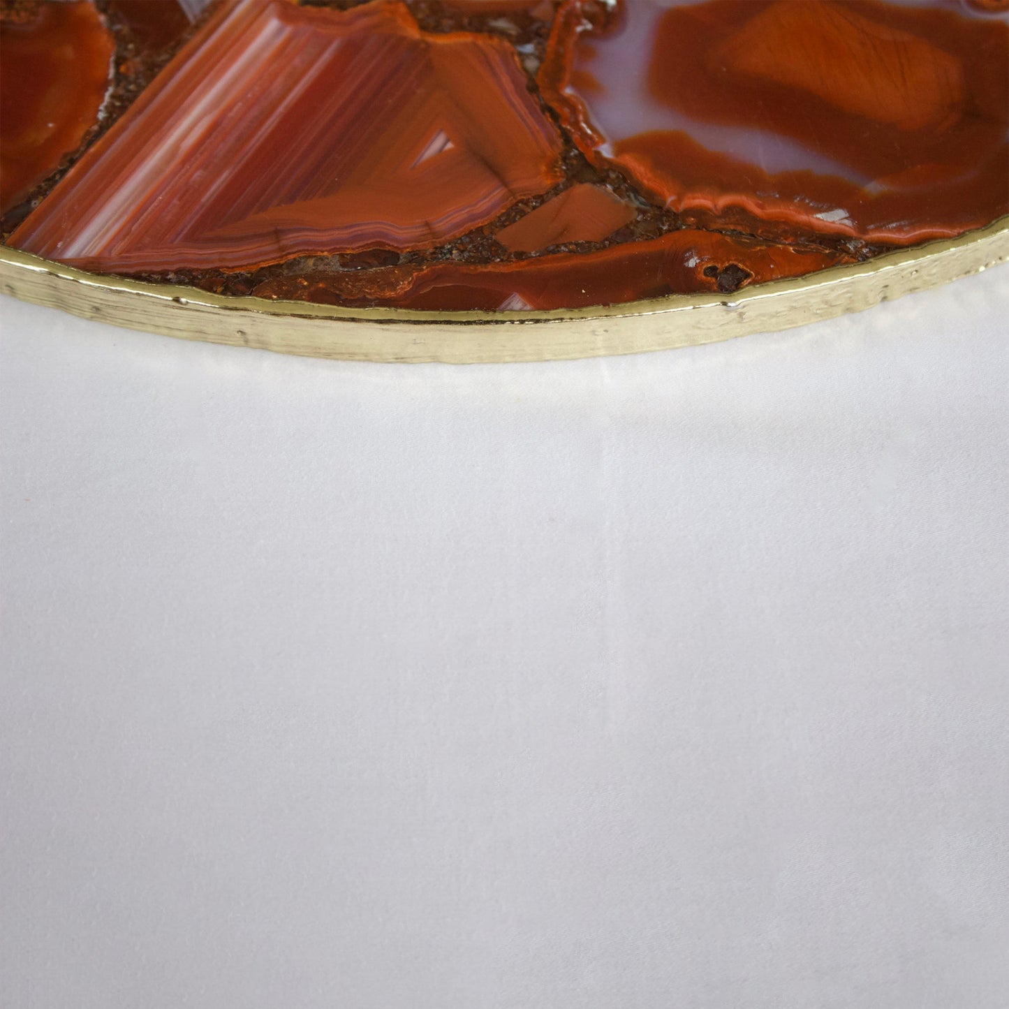 Red Agate Serving Tray With Brass Handles | Circular