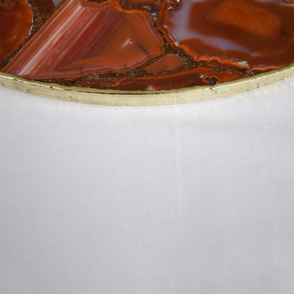 Red Agate Serving Tray With Brass Handles | Circular