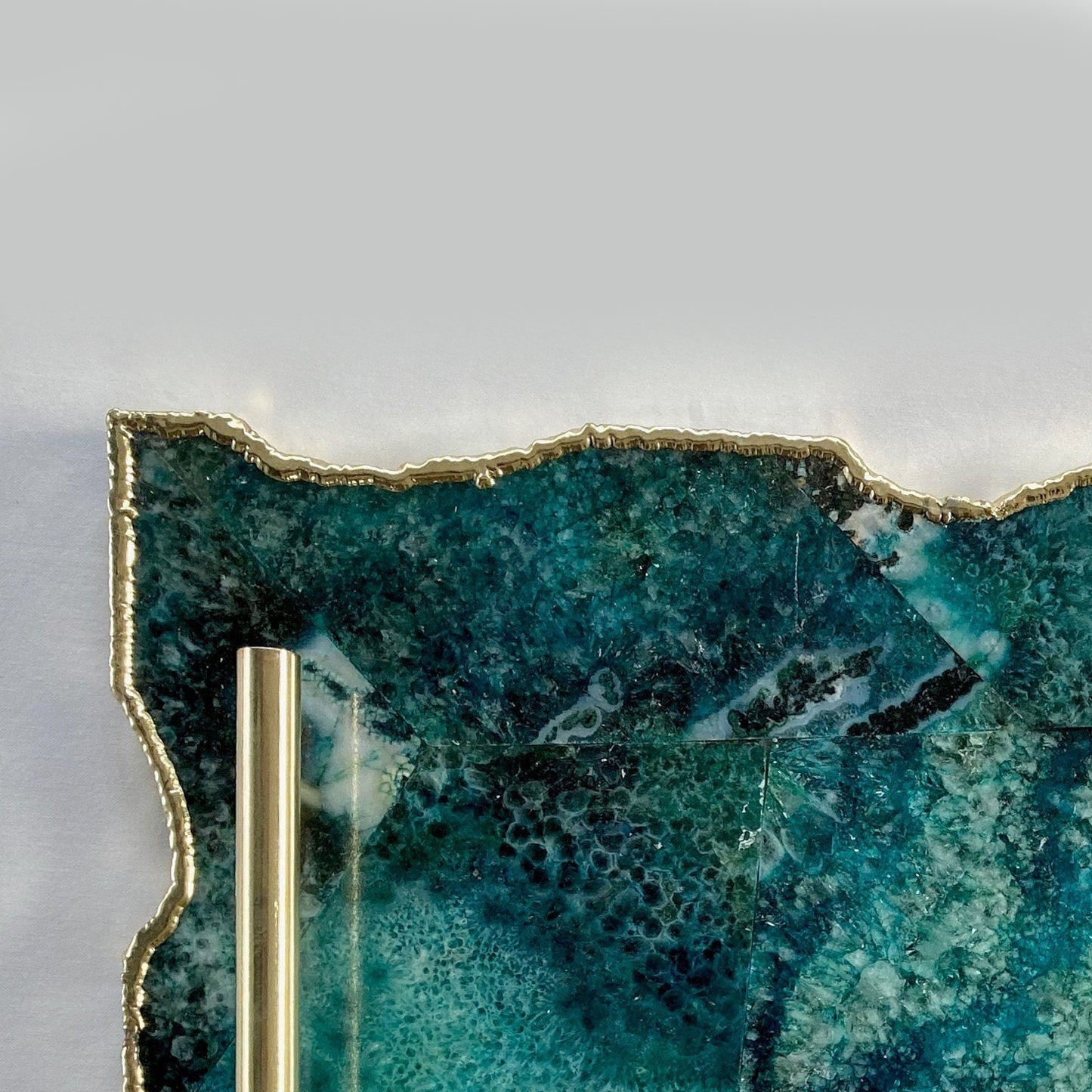 Large Composite Green Agate Serving Tray With Plain Modern Brass Handles/Personalised Momentos/Sign Boards 10"x15"