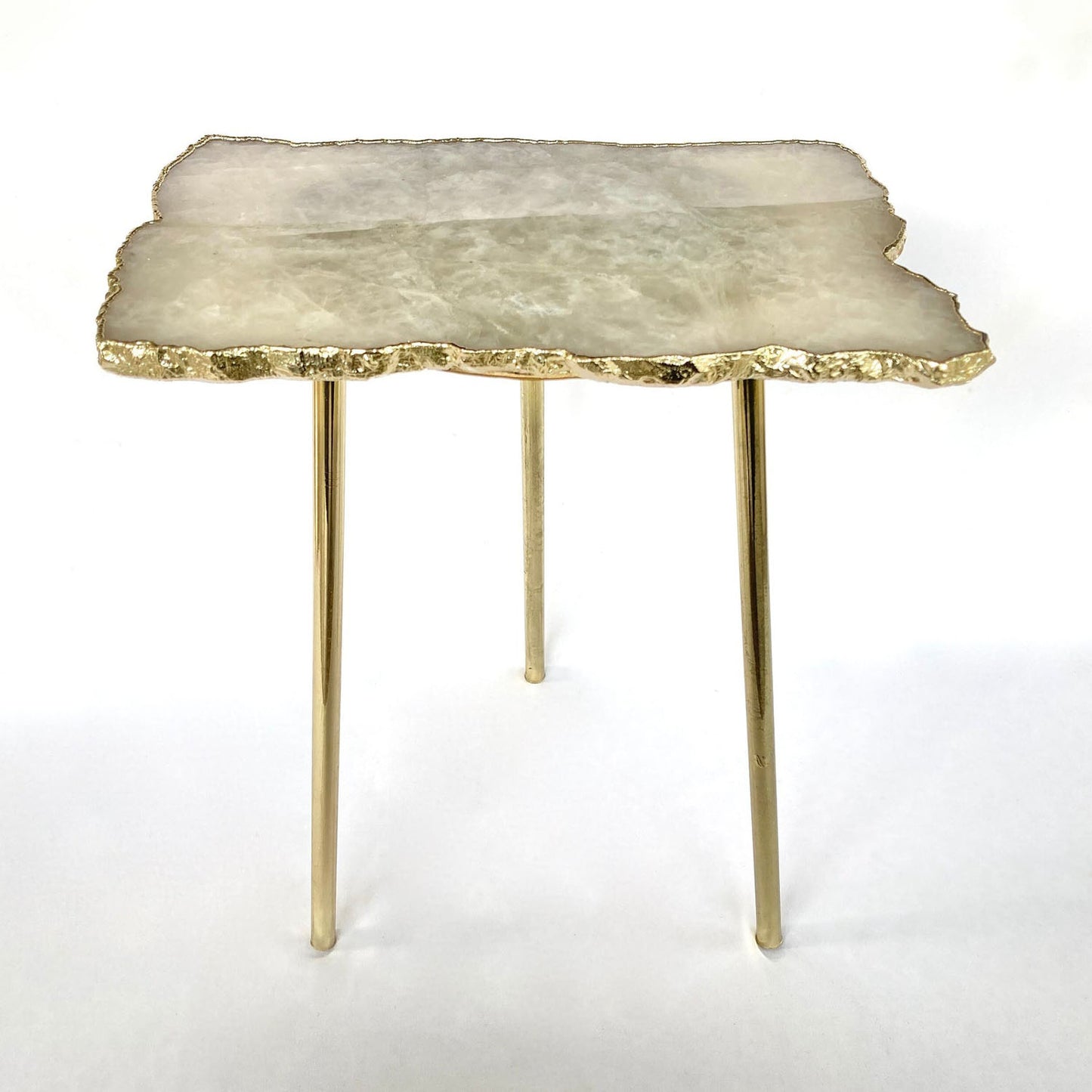 White Agate/Crystal/Gemstone/Quartz Organic Edge Side/Drink/Coffee Table