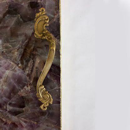 Leaf Scroll brass handle on amethyst agate tray