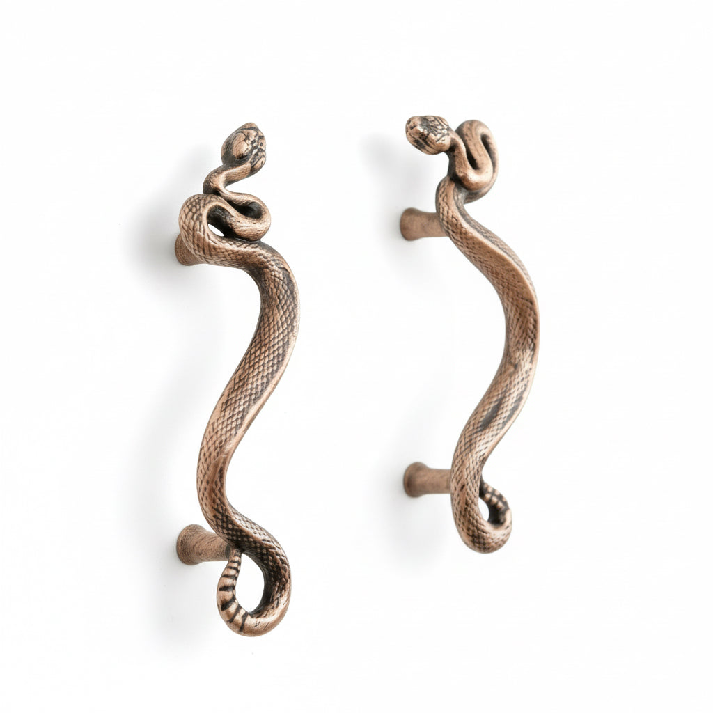 Swirling Snakes Brass Cabinet Handles | Antique Finish (Set of 2)