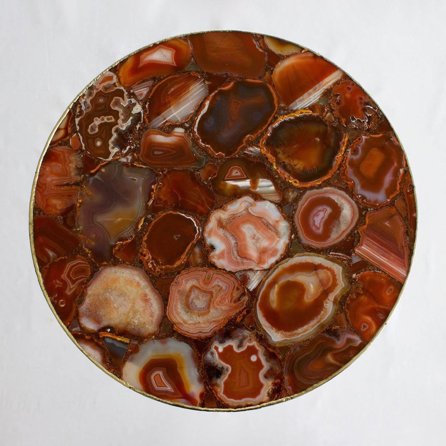 Maroon Red Agate Round Coffee/Side Table