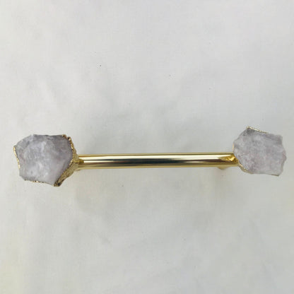 Set of 4 - Cabinet/Door/Drawer/Kitchen Handle and Pull - Clear Quartz/Agate  stainless steel brass plated handles