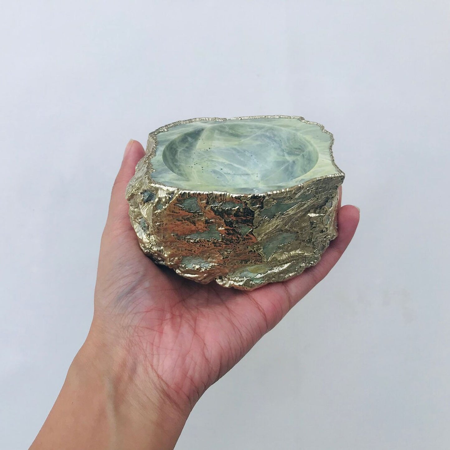 Lime Green Agate Geode Nut/trinket/Jewellery Bowl