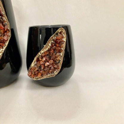 Set of 2 Black Ceramic Vases