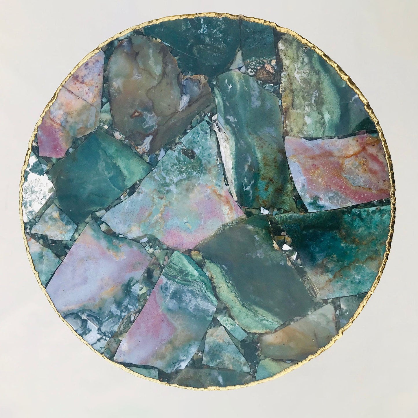 Green Agate Round Edge Side/Coffee Table