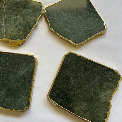 Emerald Green Agate Aventurine Set of 4 Large Coasters/Personalised Momentos