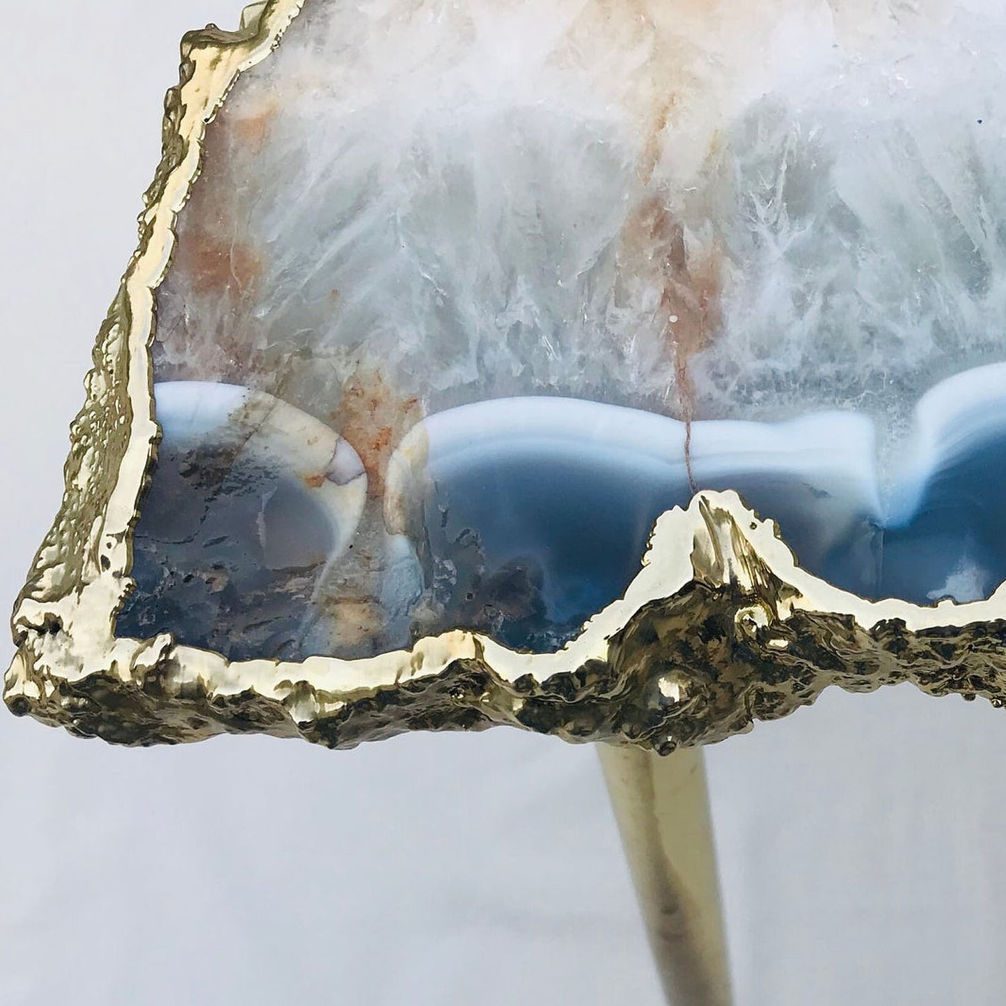 Large Grey Agate Single Piece Quartz/Gemstone/Crystal/Stone Organic Edge Side/Coffee Table