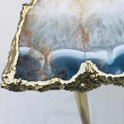 Large Grey Agate Single Piece Quartz/Gemstone/Crystal/Stone Organic Edge Side/Coffee Table