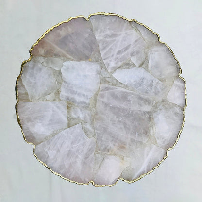 Rose Quartz Agate Organic Edge Side/Coffee Table