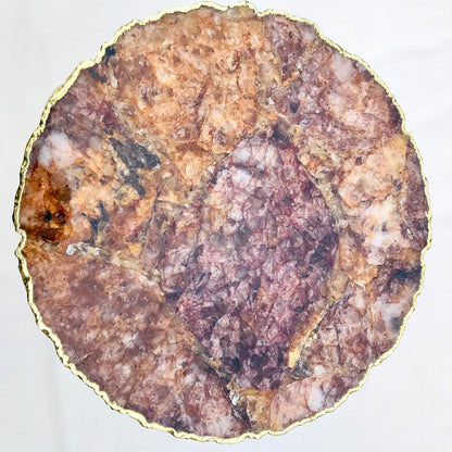 Golden Quartz Agate Organic Edge Side/Coffee Table