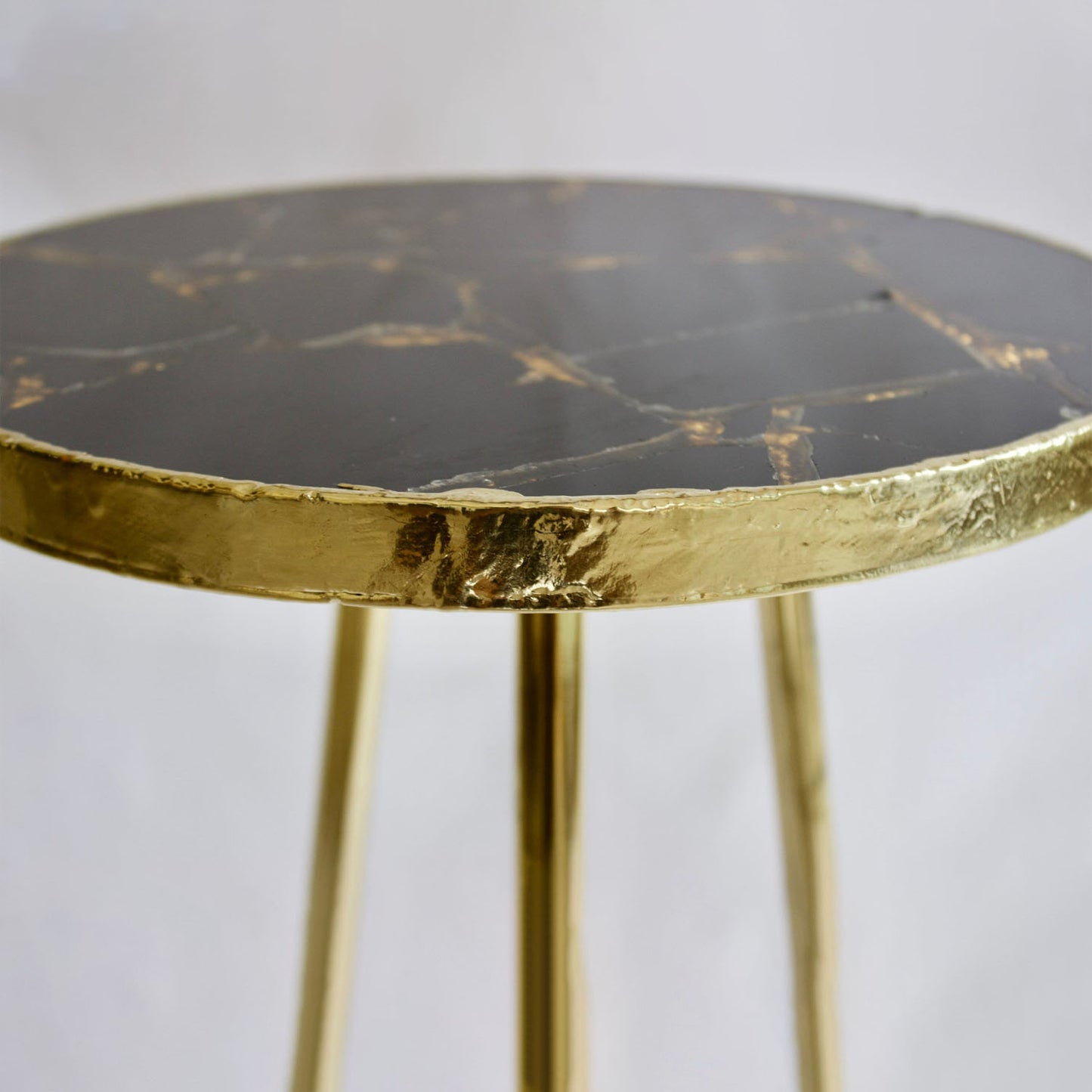 Gold Sparkle Infused Black Agate Round Coffee/Side Table