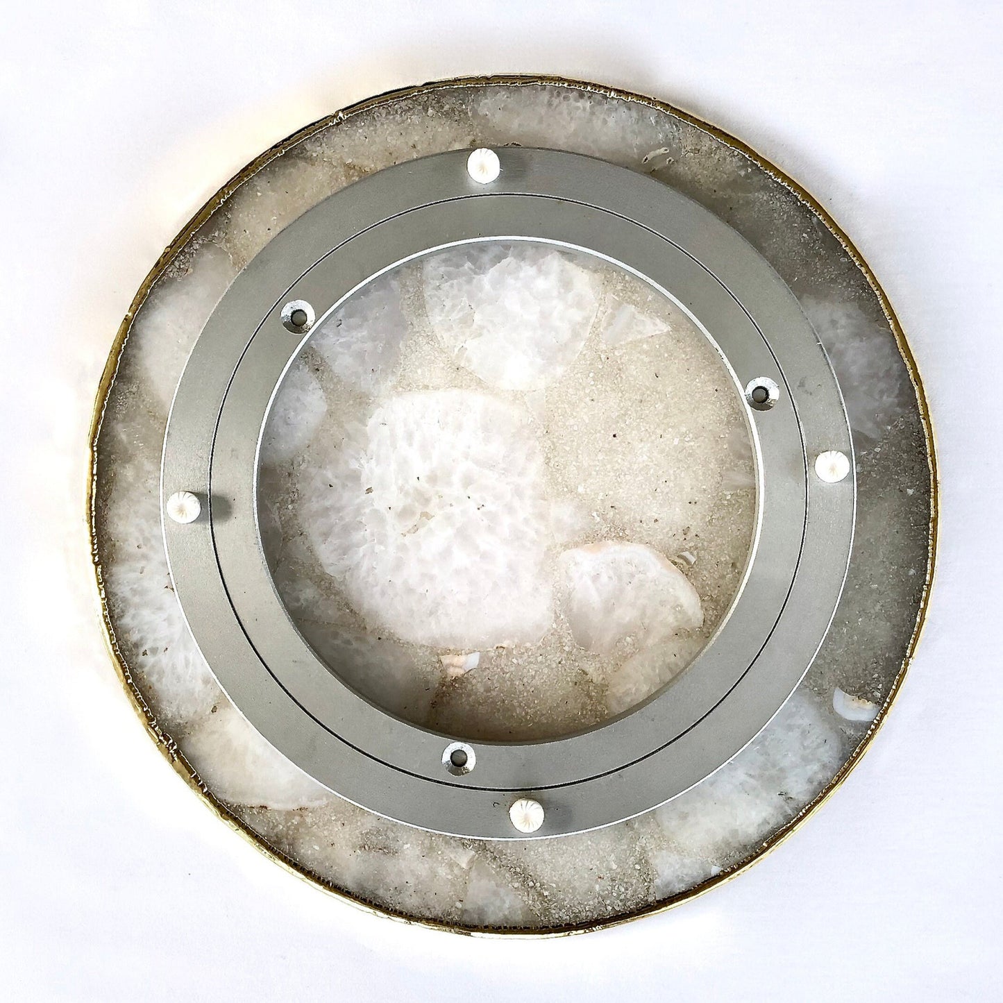 White Agate LazySusan | Countertop | Turntable | Centrepiece |