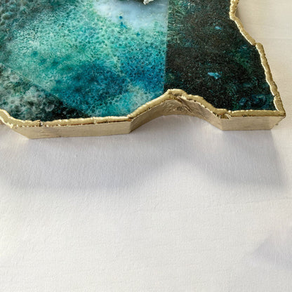 Large Composite Green Agate Cheese Platter/Tray/Personalised Momentos/Sign Boards 10"x15"