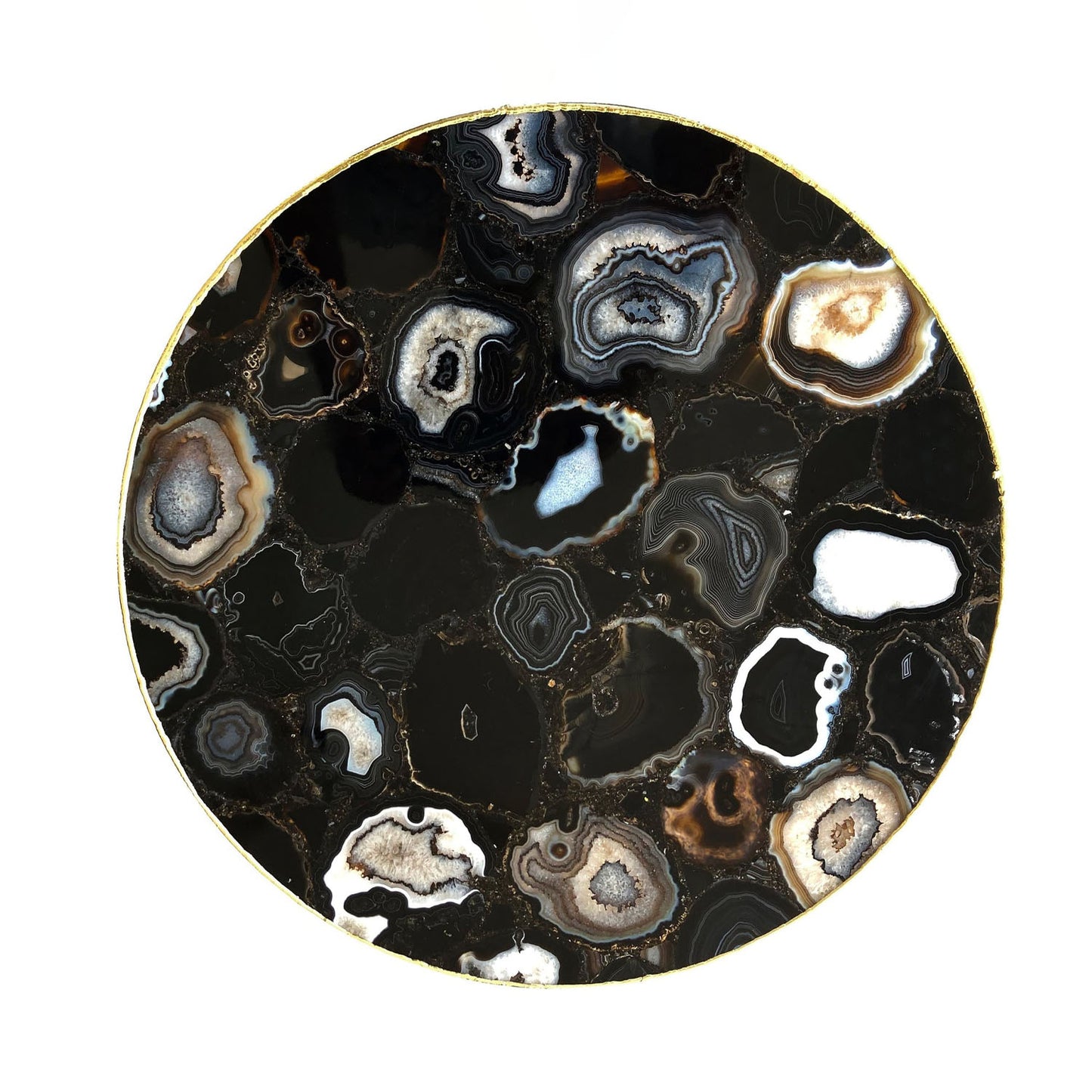 Black Agate Round Coffee/Side Table | 12", 14" or 16"