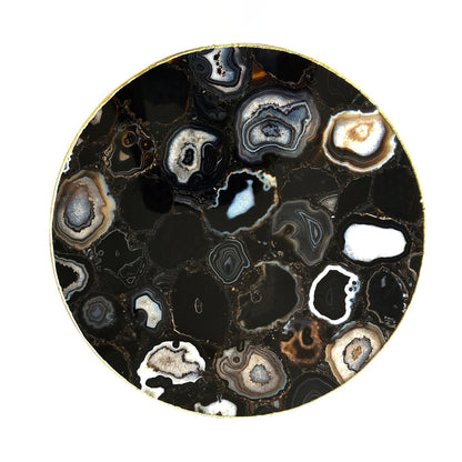 Black Agate Round Coffee/Side Table | 12", 14" or 16"