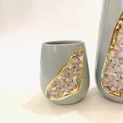 Set of 2 Grey Ceramic Vases