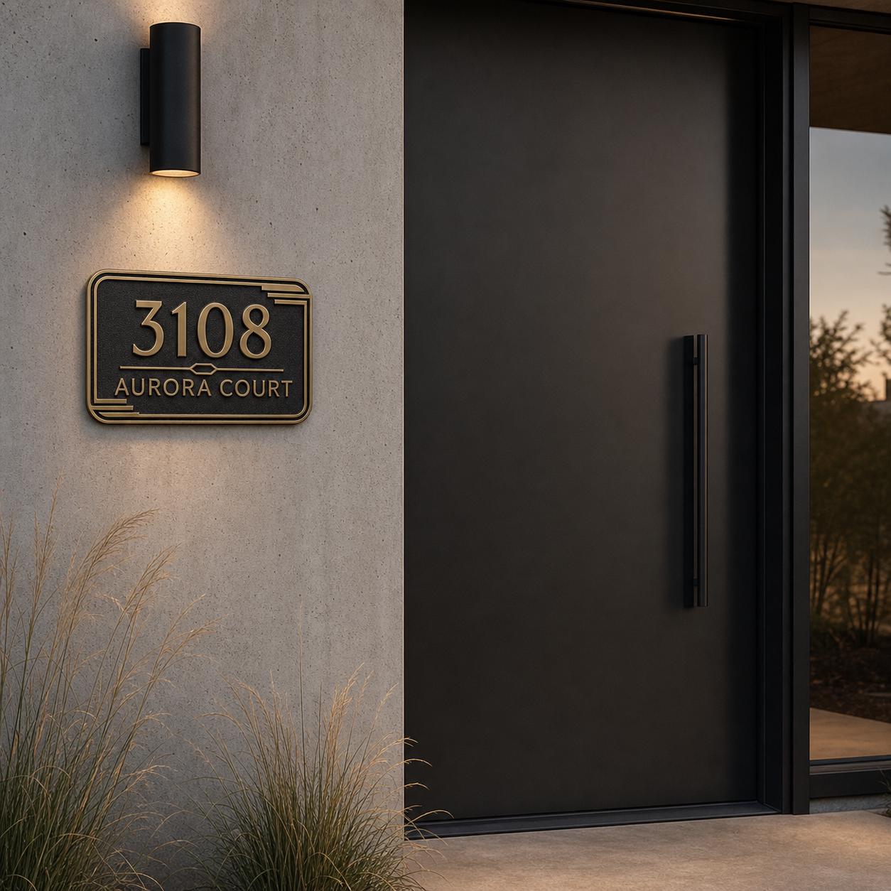 Personalised House Number Sign | Antique Brass Address Plaque | Custom Street/Family Name Board