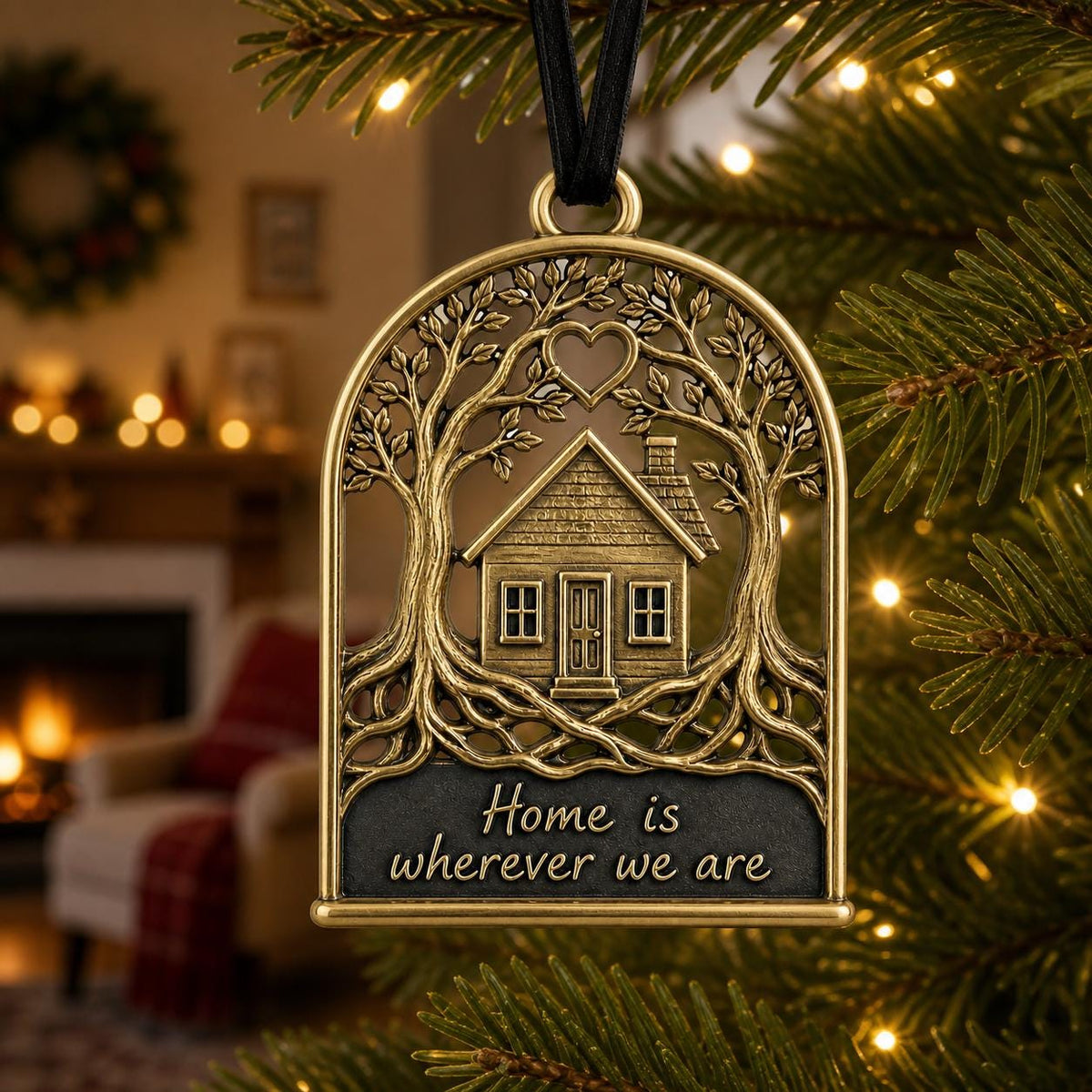 Large Personalized Family Tree Memorial Ornament | Copper & Brass Christmas Decor