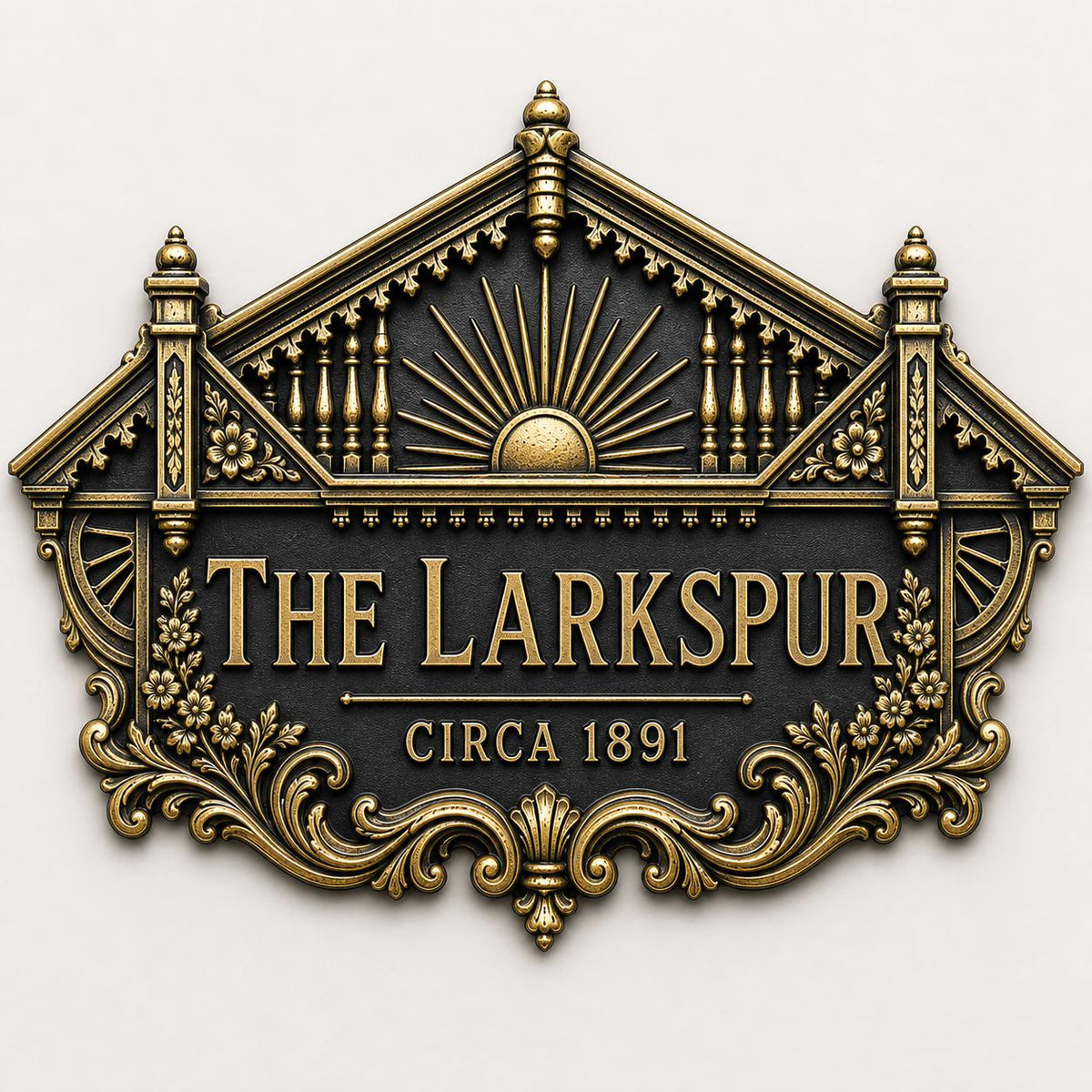 Personalized Antique Brass House Name Plaque | Custom Manor Sign