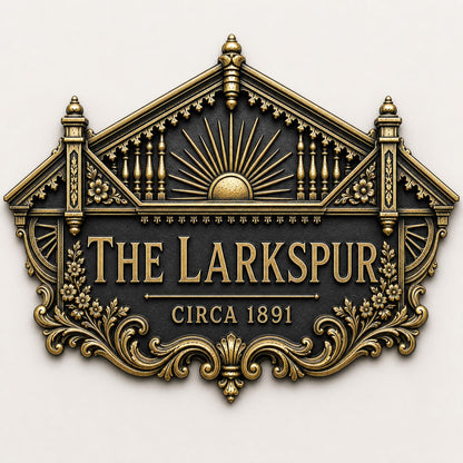Personalized Antique Brass House Name Plaque | Custom Manor Sign