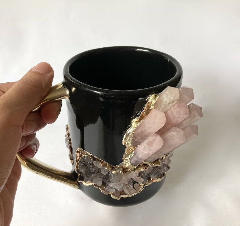 Spikes - Set of 2 Black Ceramic Mugs