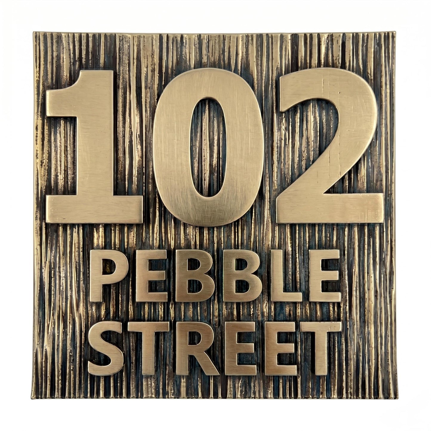 Custom House Number Sign | Electroformed Brass Address Plaque | 5 Finishes | Floating Mount | Housewarming Gift