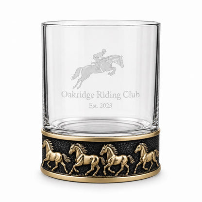 Personalized Horse Whiskey Glass – Custom Etched Old Fashioned Glass, 10 oz