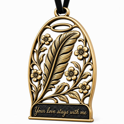 Large Custom Memorial Ornament with Personalized Handwritten Note | Feather Christmas Charm | Copper Brass Sympathy Gift