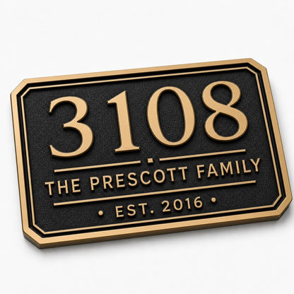 Personalised House Number Sign | Antique Brass Address Plaque | Custom Street/Family Name Board