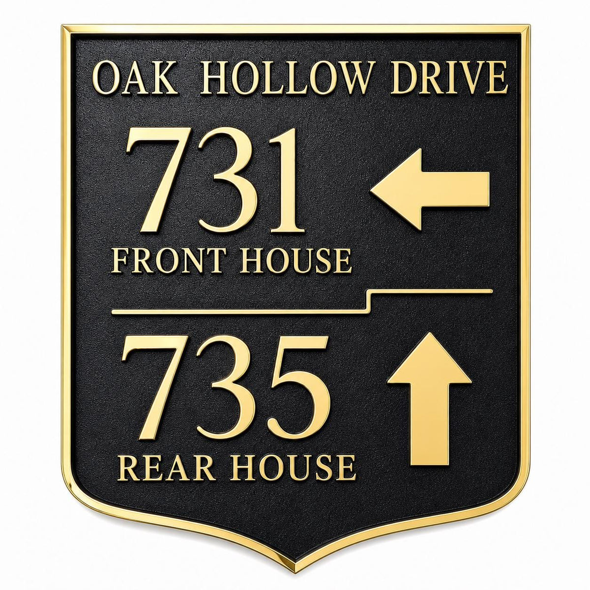 Personalized Flag Lot Address Sign, Front and Rear House Wayfinding Brass Plaque