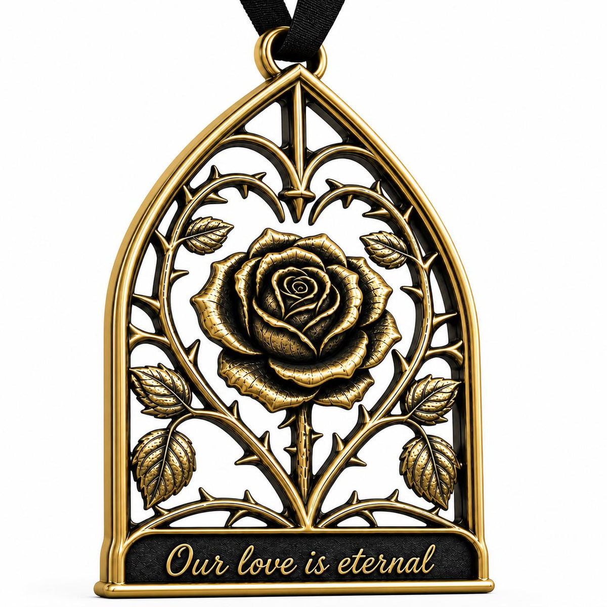 Large Personalized Rose Memorial Ornament | Couple Keepsake | Copper & Brass Christmas Decor
