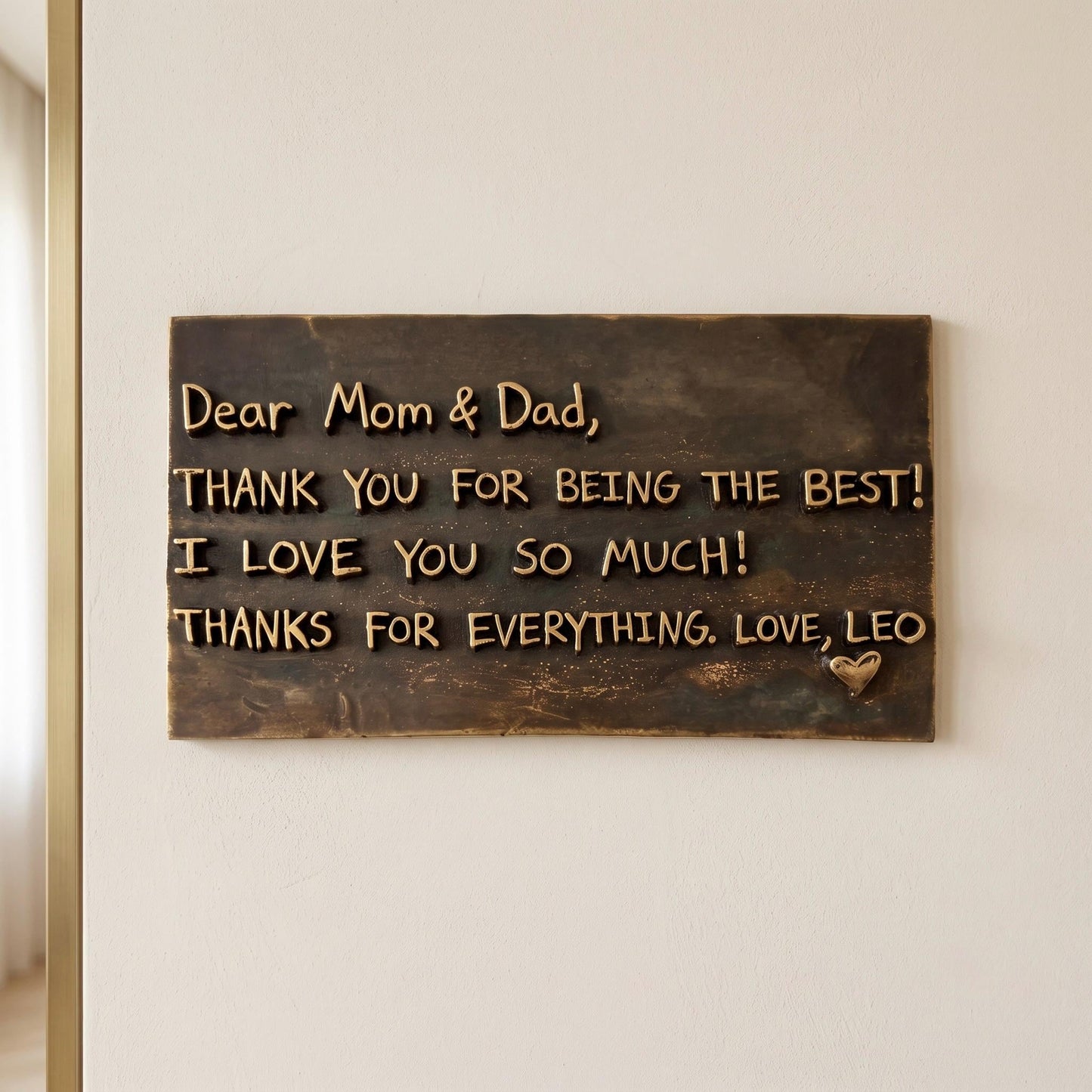 Custom Handwritten Note Plaque | Antique Brass Message Sign | Personalized Letter Keepsake Gift